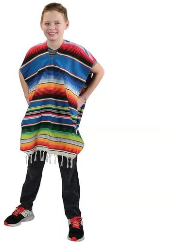 Child Size Traditional Poncho - No Sombrero,COLORS MAY VARY