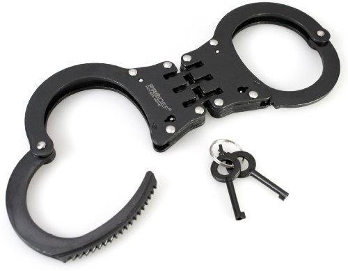 PRODEF® Handschelle Mod. 40110, Breitscharnier, gehärteter Stahl, matt-schwarz, inkl. Gürtelholster