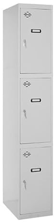 Simon Rack Taquillas Vestuario Metalicas, 3 Puerta, Incluye Llave, 1800x400x500 mm, Gris - Simonlocker