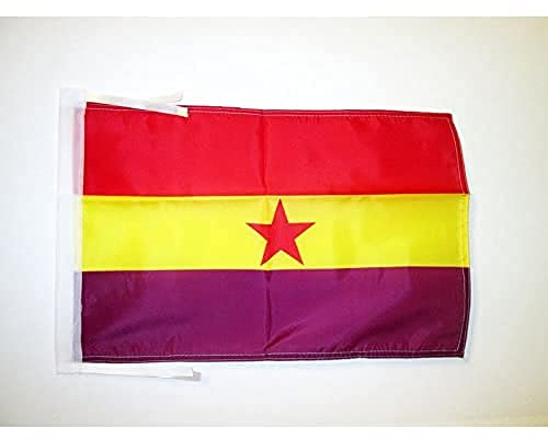 AZ FLAG Bandera España Republicana Estrella Roja 45x30 cm Cuerdas | Uso interior y exterior Enseña de la republica española costuras dobles y bordes reforzados poliéster 100D