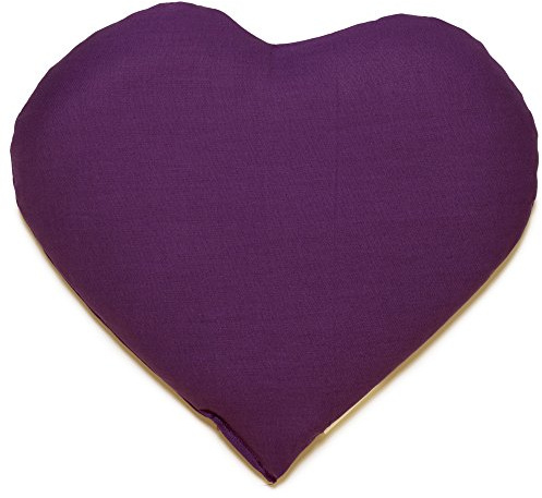 Cuscinetto a forma di cuore con noccioli di ciliegia - 30 x 25 cm viola - Cuscino termico - Microonde, forno e frigorifero