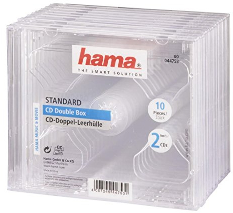 Hama Dual CD/DVD Jewel Double Case | 10 Pieces Per Pack | 2 Discs Capacity Per Case | Clear