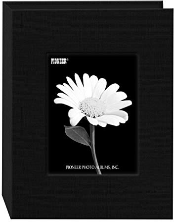 Pioneer Photo Albums Mini Fabric Frame Cover Photo Album 24 Pockets Hold 4x6 Photos, Deep Black
