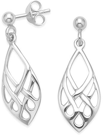 Heather Needham Sterling Silver Celtic Earrings - Celtic drop earrings - Diamond shape Earrings - SIZE: 20mm x 9mm. Gift boxed. 6194