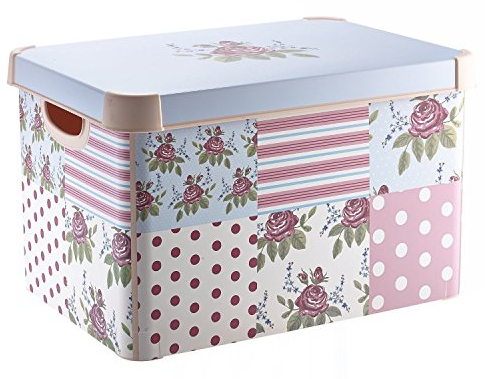 CURVER Stockholm Deco Storage Box, Fade-Resistant IML Design, Stackable & Lightweight, 22 Litres, Pink