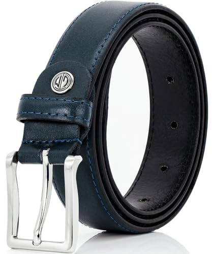 LINDENMANN Leder-Gürtel Herren 30 mm breit, Gürtel Herren Vollrindleder marine, Größe/Size:130