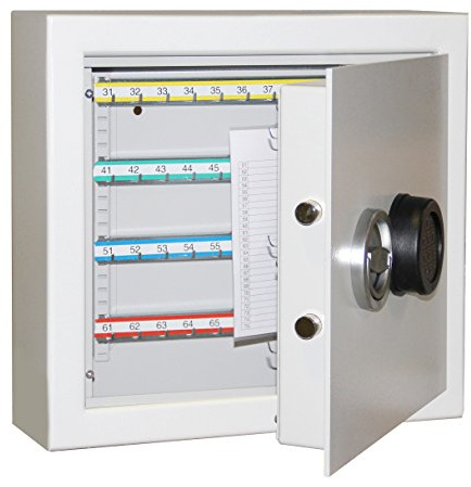 Melsmetall Schlüsseltresor VDMA ST 70 mit elektronischeM Zahlenschloss | Schlüsseltresor aus legiertem Stahl, 70 Schlüsselhaken, Wandmontage, Lichtgrau RAL 7035, 436 × 459 × 120 mm