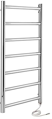 Manissa Selby Electric Heated Towel Rail Stainless Steel 500 W x 800 H | Towel Warmer, Rust-Resistant, Bathroom, Wall Mounted, Mirror Polished