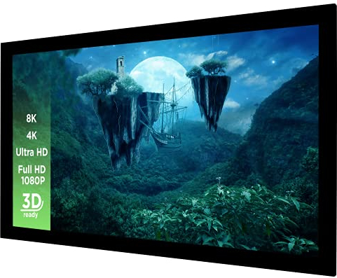 celexon basic Rahmen-Leinwand 110 | 240x135 cm 16:9 | 4K Full HD 3D | Beamerleinwand mit Stecksystem für Heimkino | stramm gespanntes Tuch für sehr gute Planlage | Projektionsleinwand zur Wandmontage