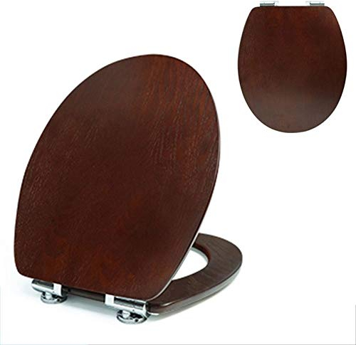FCS Bathroom Wc-Sitz mit Absenkautomatik Antibakterieller Premium Holz Toilettendeckel Easy clean Einfache Montage, D-Form (Color : A)