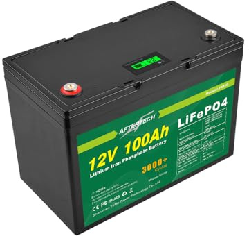 AFTERTECH 12 V 100 Ah LIFEPO4 Paquete de batería recargable de litio hierro fosfato pila 3000+ ciclos profundos 12,8 V 1280 wh