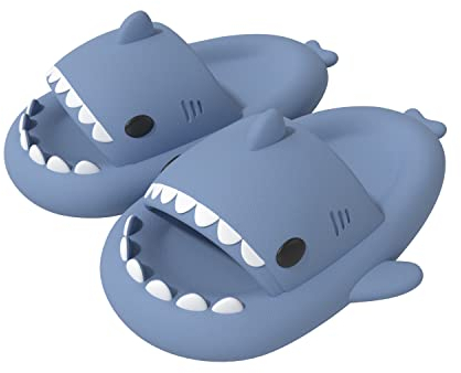 ChayChax Shark Sildes Slippers Damen Herren Kinder Hai Badelatschen Sommer Hausschuhe Badeschlappen rutschfeste Dusch Badeschuhe Strand Sandalen, Blau,40/41 EU
