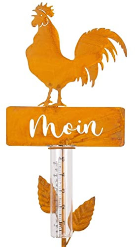 CIM Pflanzenstecker - Regenmesser Wetterhahn Moin - Gesamthöhe 121cm - Maße Design: 20 x 24 - inkl. Standstab - attraktive Gartendekoration