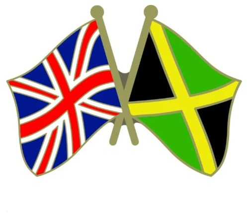 Union Jack UK & Jamaica Jamaican British Friendship National Flag Metal Enamel Pin Badge – 2.4cm x 1.9cm – Crossed British and Jamaican Flags
