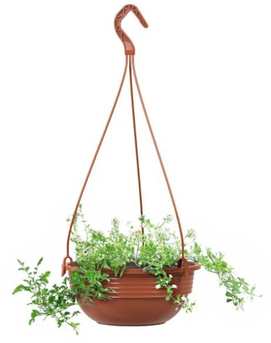 Plastard Blumenampel Ø 45 cm in Terrakotta mit Aufhänger, Deko Pflanzschale | UV & frostbeständig Pflanzkübel, Blumenschale runde Blumentöpfe aus Kunststoff, ideal für Garten, Balkon, Grab & Wohnung
