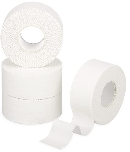 Xinstroe 4 Rollen Sport Tapes, 2,5cmx10m Sporttape Sport Tapeverband Selbstklebende Sportbandage für Fußball Klettern Alle Sportarten(Weiß)