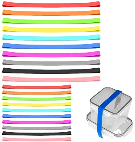 Keboyoe 20 Pcs Bandas de Goma de Silicona Gomas Elasticas Colores para Libros Bandas Elásticas de Envolver Elastic Rubber Band Anchas Para Libros,Bolsas,Embalajes,Utensilios de Cocina (Dos Tamaños)
