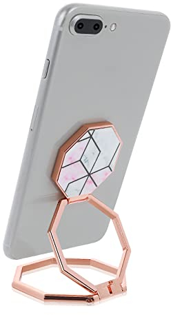 cobee Handy Ringhalter Fingerständer, 360° drehbarer Metall Handy Rückseitengriff, Faltbarer Handy Ständer Verstellbarer Handyhalter kompatibel mit den meisten Smartphones (weiß Marmorierung)