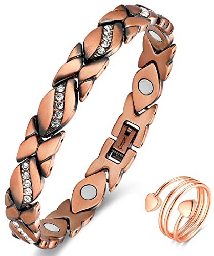 Vicmag Kupfer Magnetarmband für Frauen Armbänder 99.99% massives reines Kupfer verstellbare Größe -Geschenkbox (Kupfer)