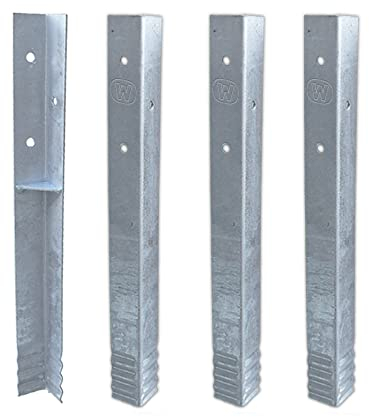 Wickey SolidLock - Set di 4 ancoraggi angolari in acciaio zincato a caldo, per torri da gioco, altalene, palafitte – Ancoraggio a terra, 500 x 45 x 45 mm