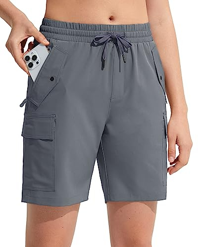 MOCOLY Damen Cargo Wander Shorts Sommer Leicht Wandershorts Schnell Trocknend Kurz Wanderhose Outdoorhose Atmungsaktiv Outdoor Shorts für Trekking Reisen Golf Camping Sport