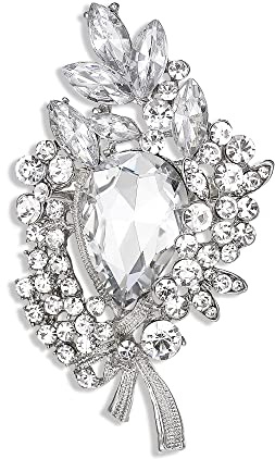 EVER FAITH Blumenstrauß Brosche Braut Strass Kristall Pin glänzend Tropfen Marquise Vintage Schmuck Geschenk für Damen klar Silber-Ton