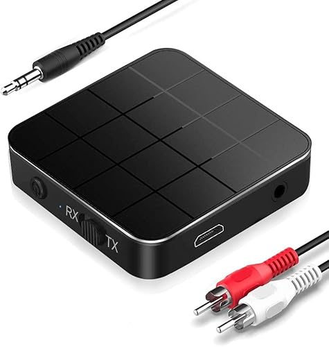 Bluetooth Transmitter Empfänger, 2 in 1 Adaptateur 5.0 High Definition Low Latency Audio Adapter Mit RCA & 3.5 mm AUX, Für TV PC Kopfhörer Lautsprecher Auto Radio (KN321)