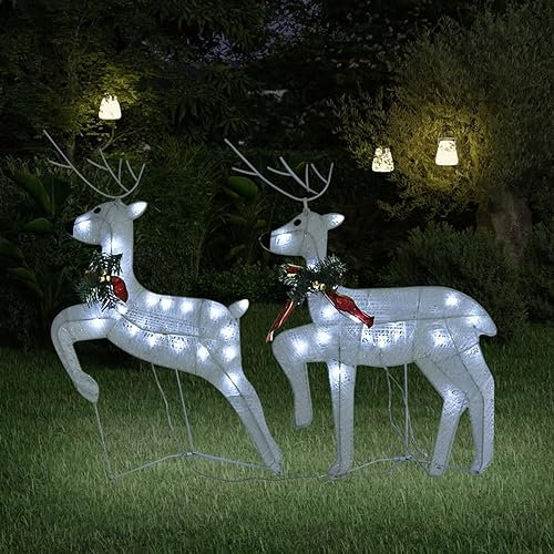 ARKEM Rentiere 2 STK. Weiß 40 s Weihnachtsfiguren Groß Weihnachtsdeko