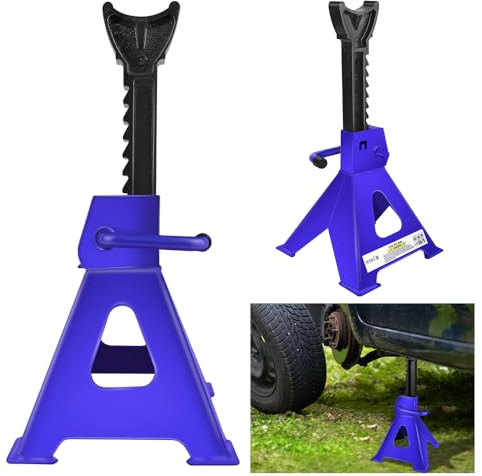 Chandelles Voiture 3t Chandelles d'essieu - Hauteur Réglable de 290 à 430 mm - avec Sécurité - Chandelles à Crémaillère pour Voiture, Caravane, Camping-Car - 2 Pièces