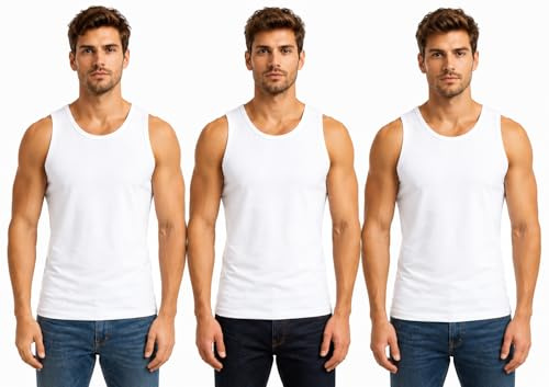 Men's Vests Tank Tops Sleeveless Cotton Undershirts Slim Fit Summer Vest for Running Gym Sport Fitness Athletic Wear Men Workout Shirts White Medium (M)