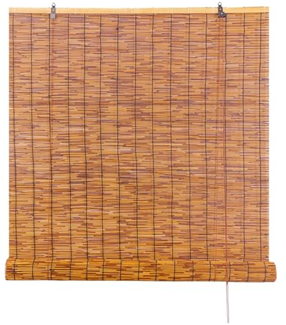 Holzrollo Bambus Rollo Wetterfest Bambusrollos Raffrollo Sichtschutz Stroh Vorhang für Fenster Küche Pavillon Außen/Innen Bambus Rollo Jalousine 120x140 80x160 50x80 90x200 (Size : W80 x H160cm)