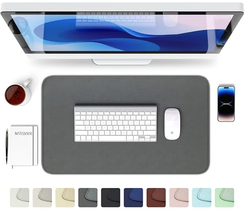 GOMIN Schreibtischunterlage 60x35cm, PU Leder Mauspad, Rutschfeste & Wasserdichte Schreibtisch Unterlage für Büro & Home Office, Schreibunterlage Abwischbar idealer Tischschutz, Dunkelgrün