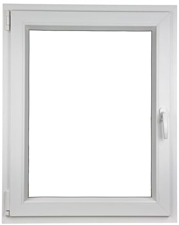 ALUCON Kellerfenster 400x600 mm – Fenster 40x60 cm – Kunststofffenster Innen Weiß/Außen Weiß – Flügelfenster DIN Links