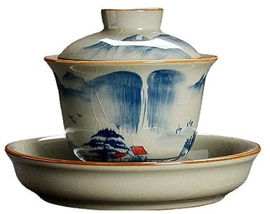 EOTRERANQ Bol à Couvercle en Argile Ancienne, Tasse à thé en céramique Peinte à la Main, Peut Soutenir l'ensemble Kung Fu rétro Familial