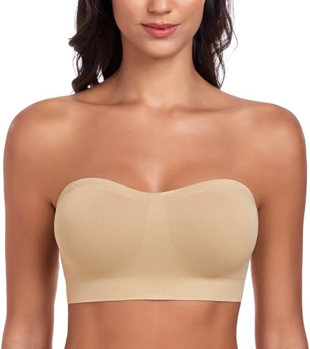 DotVol Mujer Sujetador extraíbles sin Tirantes ni Aros con Silicona Antislip Beige，XL