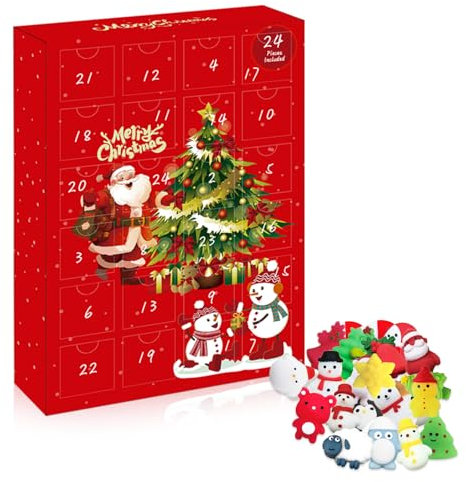 24Stk Fidget Toys Squishies,Mochi Squishy Weihnachten Adventskalender 2025,Quetsch Spielzeug,Weihnachts Squishies für Weihnachtsfeier, Kinder Mädchen Jungen,Geburtstagsgeschenk für Frauen