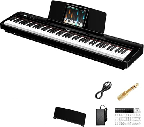 E Piano 88 Tasten Hammermechanik：TERENCE Digitalpiano P50 88-Tasten 2x25W HiFi Lautsprecher & Spatial Audio Mobile Videoaufnahme Bluetooth MIDI Doppel-Tastatur Kopfhörer/Lautsprecher Unterstützung