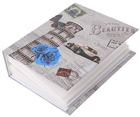 Álbum de fotos vintage con 100 bolsillos, página de inserción de 15 cm, fotos, fotos, fotos intersticiales, estantería para reuniones familiares