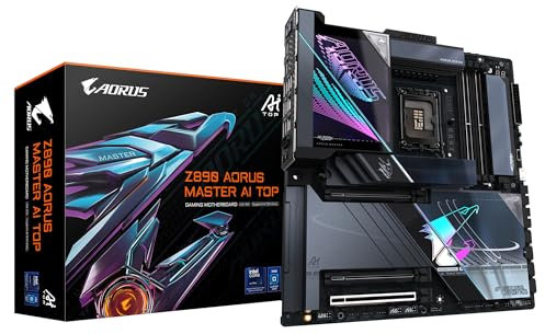 GIGABYTE Z890 AORUS Master AI TOP Motherboard - Unterstützt Intel Core Ultra (Serie 2) CPUs, 20+1+2 Phasen VRM, bis zu 9500MHz DDR5 (OC), PCIe 5.0 M.2, Wi-Fi 7, Thunderbolt 4