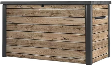 230 Gallon Deck Storage Box Outdoor Patio Container (Ash Wood Brown)