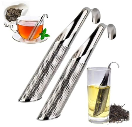 Fine Mesh Reusable Compact Design Slim Stainless Steel Tea Infuser Strainer Filter for Loose-Leaf Brewing- Dishwasher & Space Safe for Home/Travel