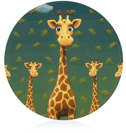 Countertop Cutting Board Durable Glass Cartoon Giraffe Cutting Board Scratch Resistant for Kitchen Countertop Table