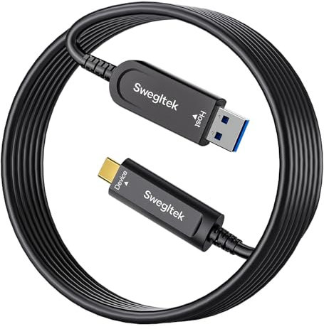 swegltek Fiber Optic USB A to USB C Cable(33ft), 10Gbps High Speed Active Optical Type C Gen3.2 Cable,Compatible with Cameras,Displays,Projectors,Webcams,Printer,Clickshare Video Conference etc