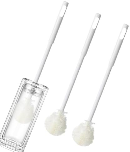 MWZBTG Brosse de Nettoyage pour Biberons - Brosse Pliable 3 Pièces avec Long Manche - Accessoire Lavage Fruits & Légumes pour Évier Lave-Vaisselle Carafe Et Verres À Vin