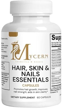 Hair, Skin & Nails Supplement with Biotin, Vitamin B7, Folate, Zinc, Iron, Horsetail, Fo-Ti – Supports Collagen & Elastin – Nail Strengthener – 60 Vegetable Capsules – Made in USA