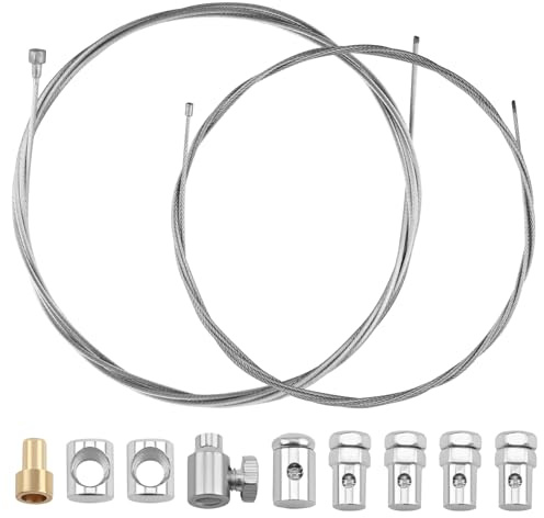 2 x 2 Mètres Réparation Câble de Accélérateur avec 9 Raccords Ø1,5mm Ø2,0mm | Câble de Accélérateur Frein Embrayage pour Moto Vélo Scooter Tondeuse Motoculteur Debroussailleuse Réparate Rapide Universel