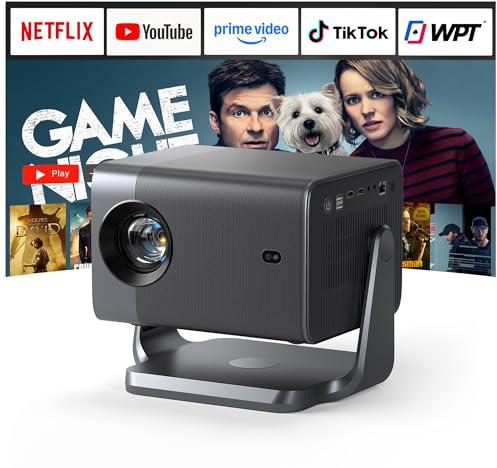 Smart Beamer 4K Kompatibel mit Netflix 3000ANSI Auto Fokus/6D Trapezkorrektur Video Projector Full HD 1080P, WiFi6 Bluetooth Unterstützt 4K Video Beamer Heimkino/Outdoor für Handy Projektor
