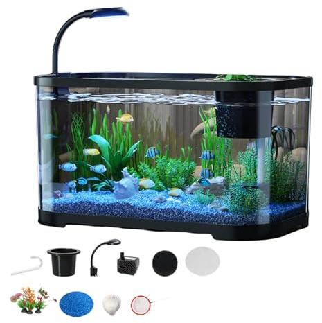 Fischtank - Aquarium | Aquariumtank | Aquariumm Marine Tropical Salzwasser Süßwasser dekorative Fischschale Kompakte Aquarien Desktop für Luftpumpen Fische Tropische Süßwasseraquarien