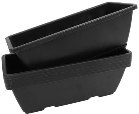 Abaodam 6 Piezas Jardinera Rectangular Desmontable con Plato Maceteros de Plástico Medianos para Interior y Exterior para Balcón y Terraza con Drenaje para Plantas y Vegetales