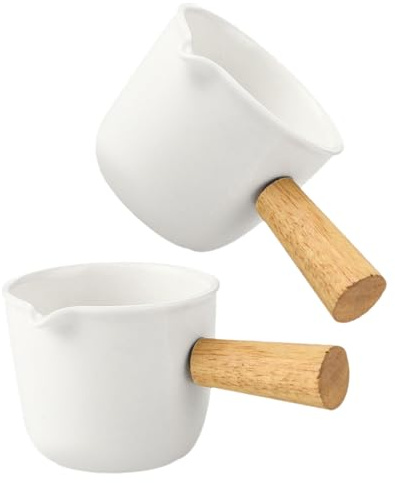 BESPORTBLE 2 pièces Pichet à Lait Porcelaine Blanche Mini Pot Crémier Multifonction pour Café Sirop et Sauce Petit Pichet Mousseur Portable pour Espresso et Latte